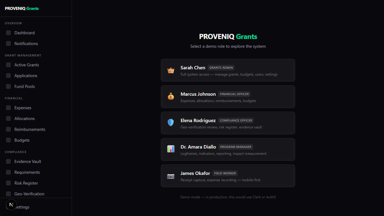 Role-based access for Grants by PROVENIQ